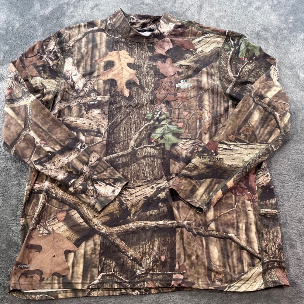 Russell Mens Mossy Oak Break-Up Infinity Camo Dri-Power 360 Shirt XL Mock Neck